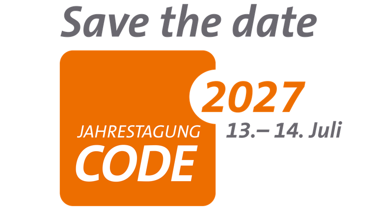 Die nächste CODEDie nächste CODE-Jahrestagung findet am 13. und 14. Juli 2027 statt.