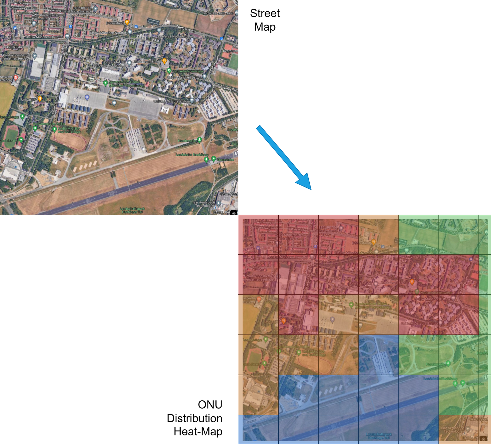 Determination and Analysis of ONU Distribution Metric in a City Map