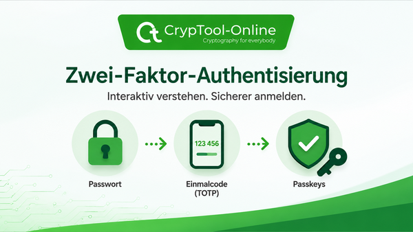 Die neue CrypTool-Online-App veranschaulicht den Weg von der klassischen Passwortanmeldung über Einmalcodes bis hin zu Passkeys.