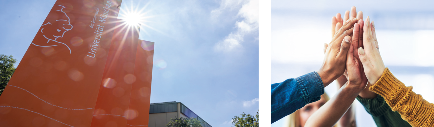Zwei Symbolbilder zum Leitbild für Chancengerechtigkeit und Diversität der Universität der Bundeswehr München
