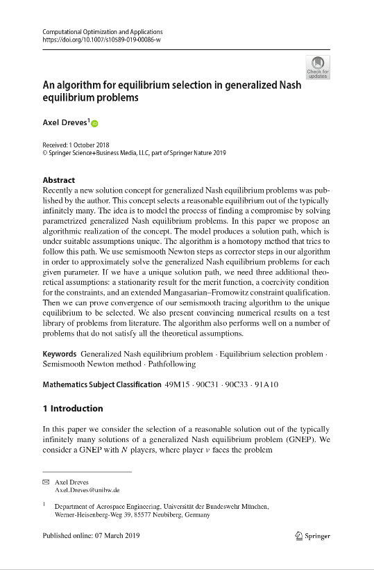 An algorithm for equilibrium selection in generalized Nash equilibrium problems