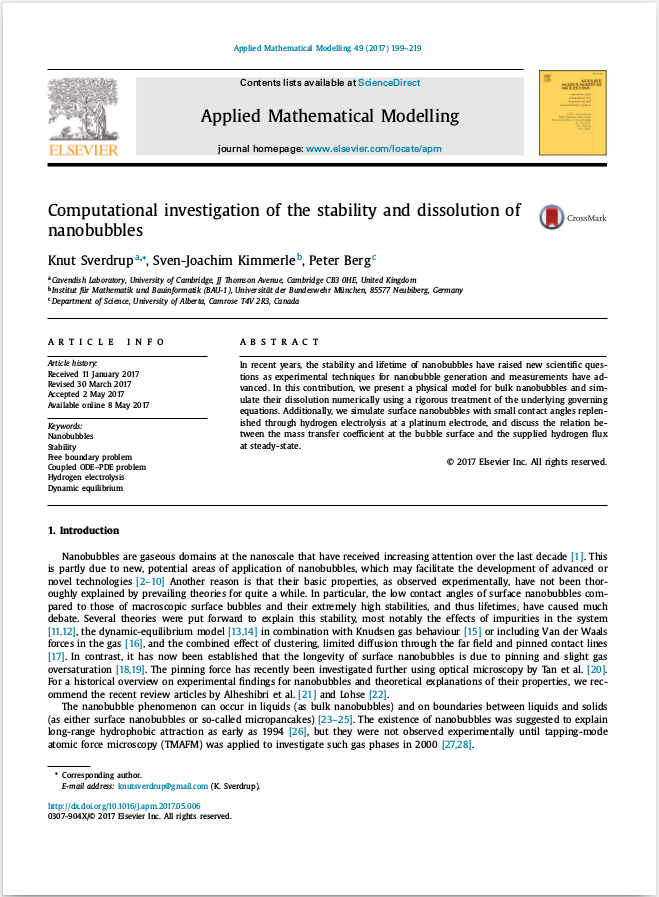 Computational investigation nanobubbles