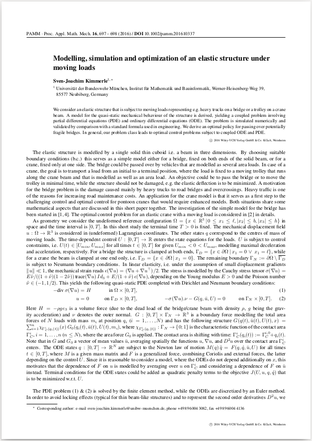 elastic structure under moving loads