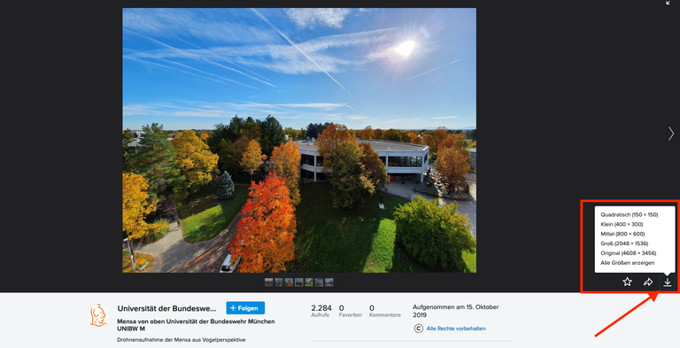 Flickr Größe auswählen