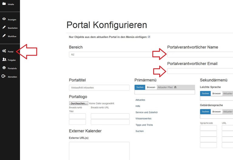 Screenshot Webportal-Verantwortlichen eintragen