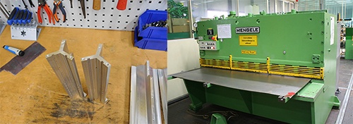 Montieren von technischen Elementen - Blechschneidemaschine Werkteil