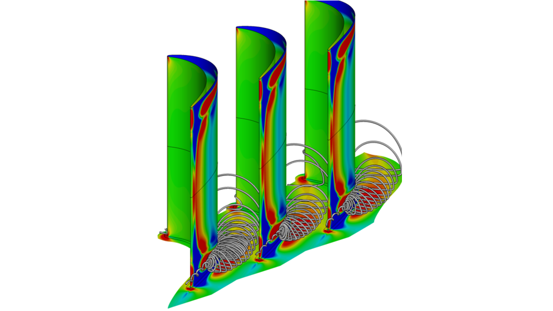 In parallel to the experimental investigations at the high-speed cascade wind tunnel, numerical simulations provide information about complex flow processes in areas that are difficult to access experimentally. The comparison with experimental results is used to validate and improve the CFD methods employed.  Fokus der CFD Analysen: Loss characteristics (Turbulent transition/Separation behavior) Transient inflow conditions Secondary flow processes