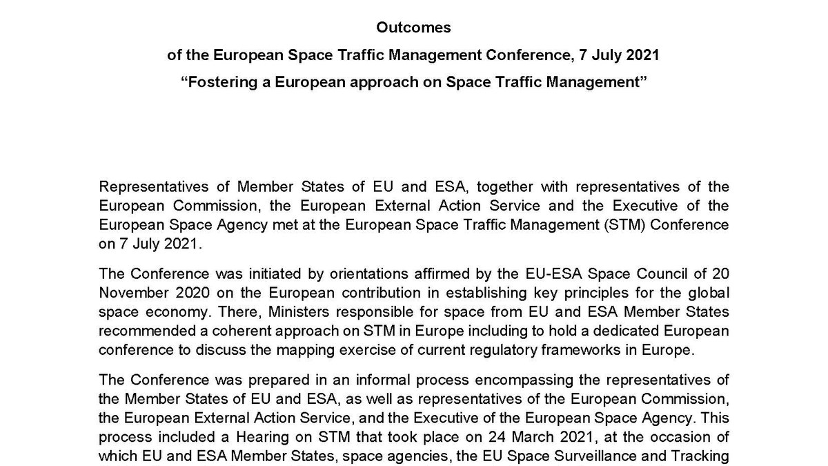 Fostering a European approach on Space Traffic Management