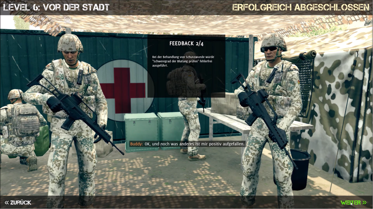 Der Spieler erhält die relevantesten Feedback-Mitteilungen von zwei Ausbildern übersichtlich erläutert, bevor die zwei darauf folgenden Replay-Elemente die weiteren Details zeigen.